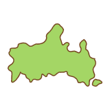 山口県の地図のフリーイラスト Clip art of yamaguchi-prefecture map