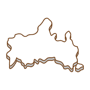 山口県の地図のフリーイラスト Clip art of yamaguchi-prefecture map