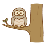 木にとまったフクロウのフリーイラスト Clip art of owl on tree