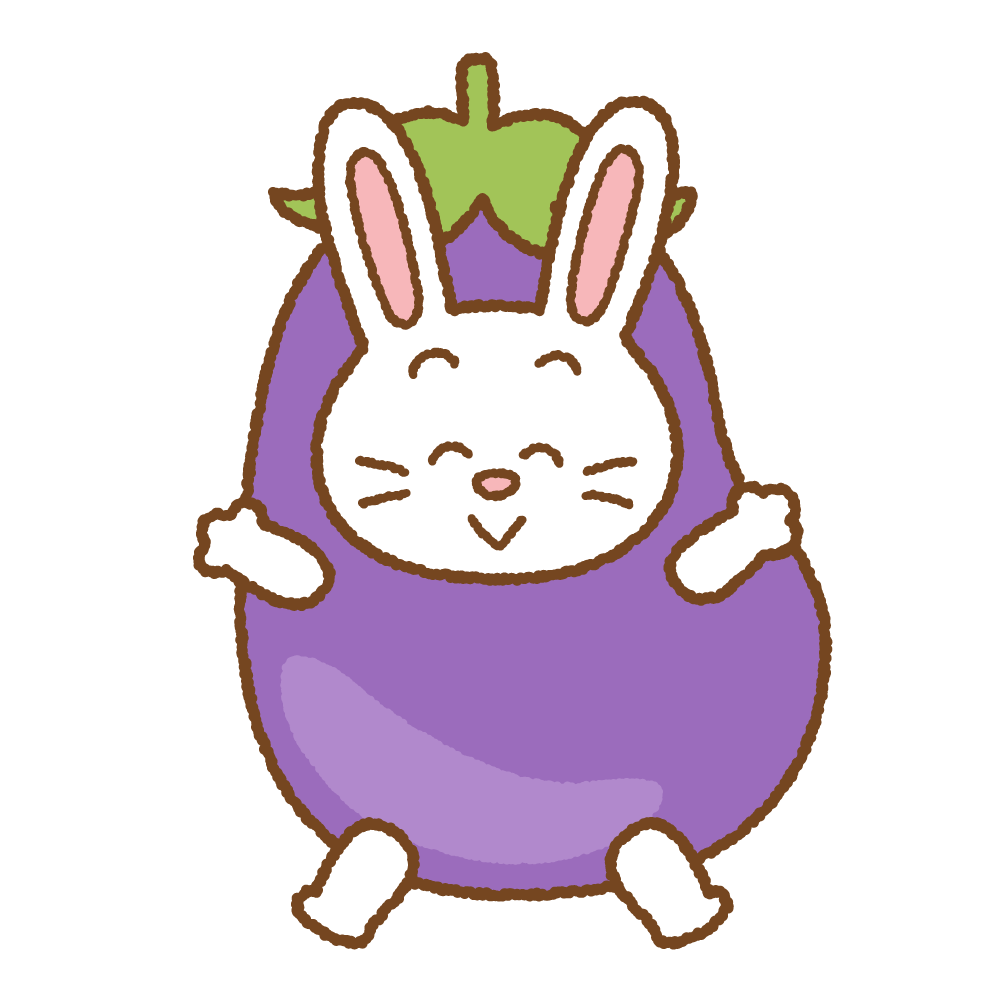 ナスのコスプレをしたウサギのフリーイラスト Clip art of usagi-eggplant