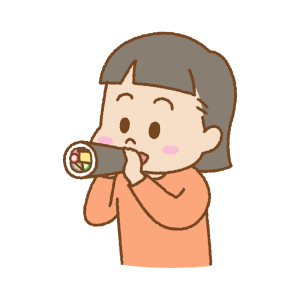 恵方巻を食べる子供のフリーイラスト Clip art of kids eat ehoumaki