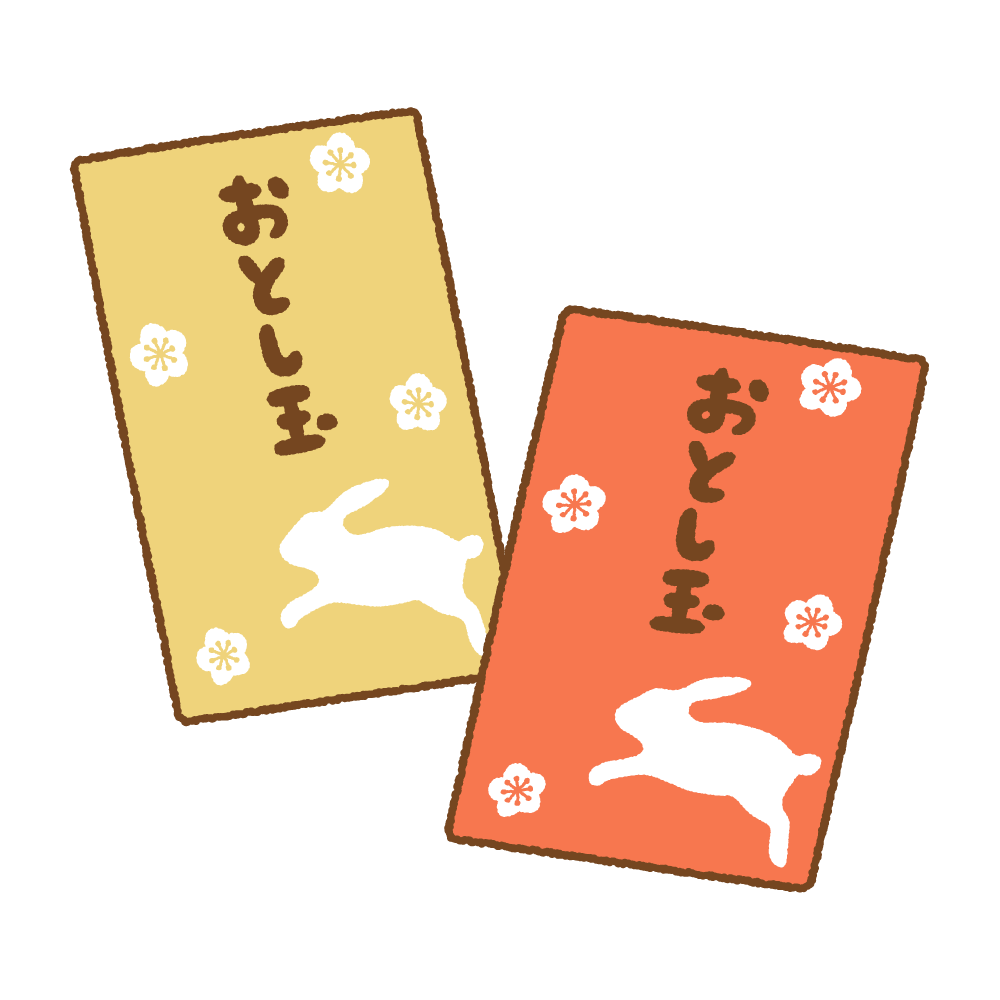 ウサギ柄のお年玉のフリーイラスト Clip art of otoshidama rabbit