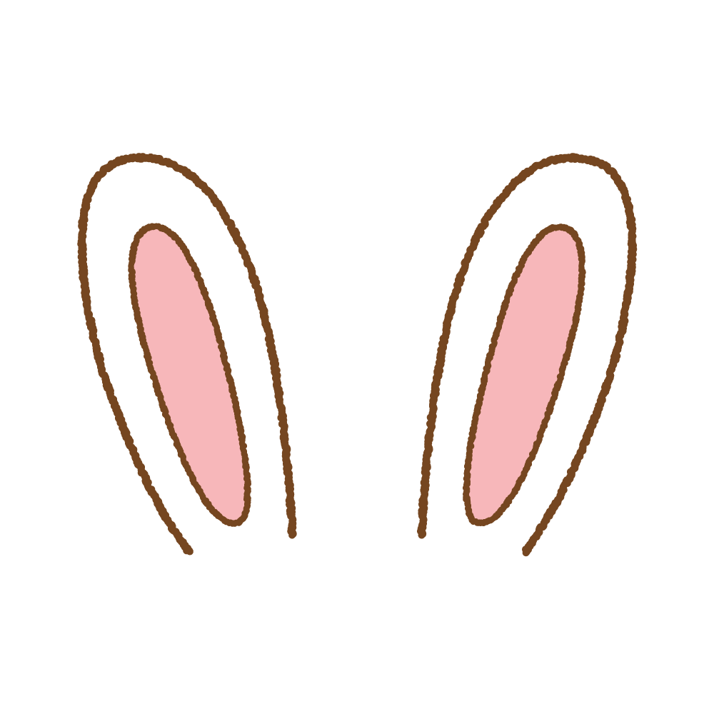 うさ耳のフリーイラスト Clip art of bunny ears