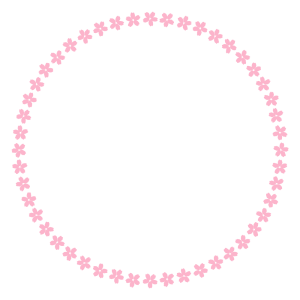 桜の花の丸フレーム素材のフリーイラスト Clip art of sakura circle frame