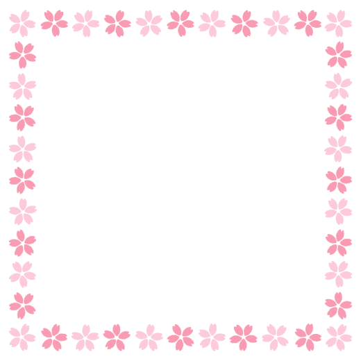桜の花の正方形フレーム素材のイラスト