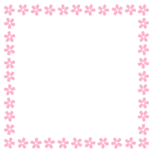 桜の花の正方形フレーム素材のフリーイラスト Clip art of sakura square frame