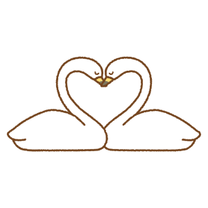 ハートをつくる白鳥のフリーイラスト Clip art of swan heart