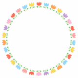 チューリップの丸フレーム素材のフリーイラスト Clip art of tulip frame