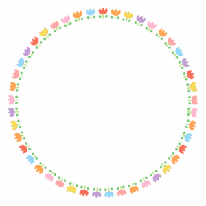 チューリップの丸フレーム素材のフリーイラスト Clip art of tulip frame