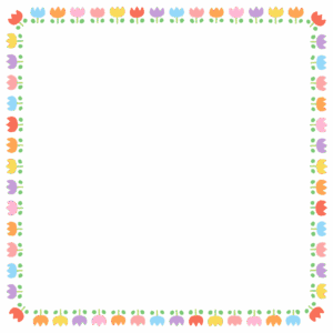 チューリップの正方形フレーム素材のフリーイラスト Clip art of tulip square frame