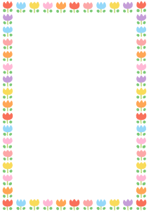 チューリップのフレーム素材のフリーイラスト Clip art of tulip frame