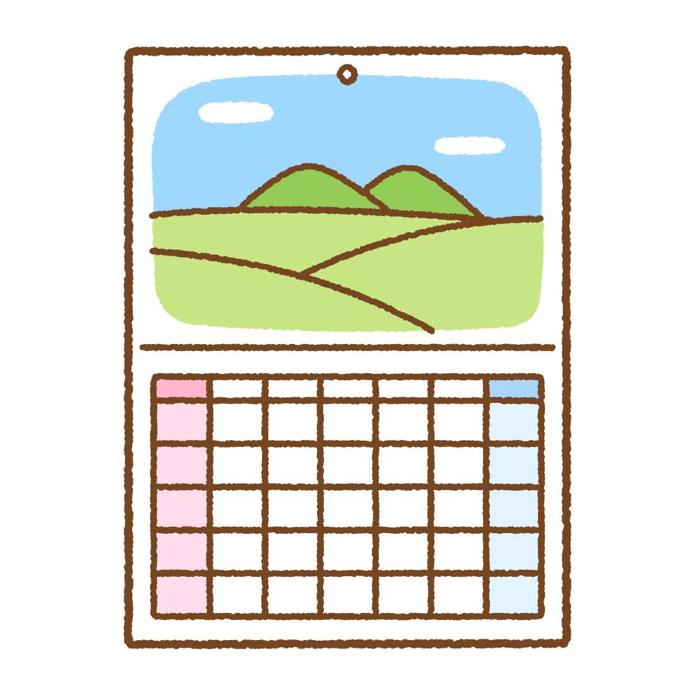 壁掛けカレンダーのフリーイラスト Clip art of wall-calendar