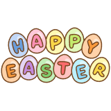 「HAPPY EASTER」のイラスト文字のフリーイラスト Clip art of happy-easter text eggs