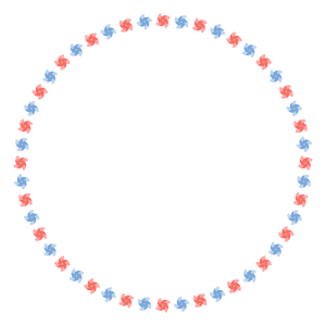 かざぐるまの丸フレーム素材のフリーイラスト Clip art of kazaguruma frame circle