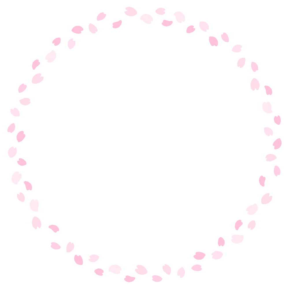 桜の花びらの丸フレーム素材のフリーイラスト Clip art of sakura-petal circle frame