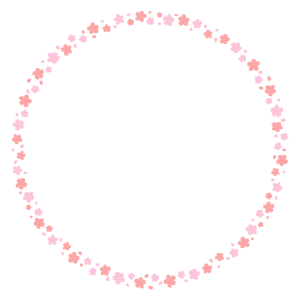 桜の花の丸フレーム素材のフリーイラスト Clip art of sakura circle frame