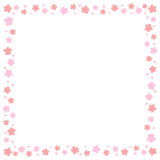 桜の花の正方形フレーム素材のフリーイラスト Clip art of sakura square frame