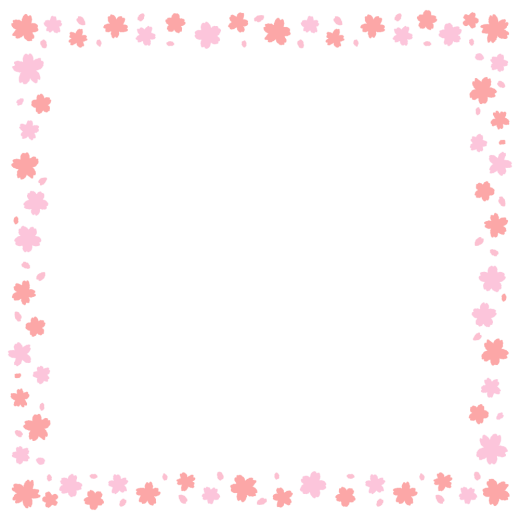 桜の花の正方形フレーム素材のイラスト