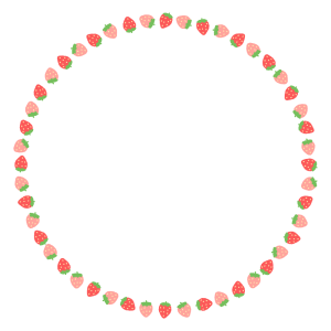 イチゴの丸フレーム素材のフリーイラスト Clip art of strawberry circle frame