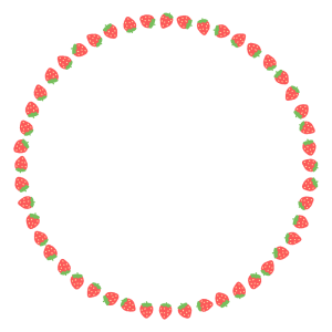 イチゴの丸フレーム素材のフリーイラスト Clip art of strawberry circle frame