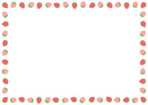 イチゴのフレーム素材のフリーイラスト Clip art of strawberry paper frame