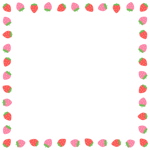 イチゴの正方形フレーム素材のイラスト