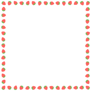 イチゴの正方形フレーム素材のフリーイラスト Clip art of strawberry square frame
