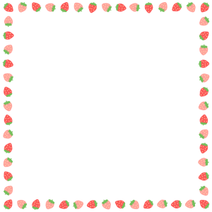イチゴの正方形フレーム素材のフリーイラスト Clip art of strawberry square frame