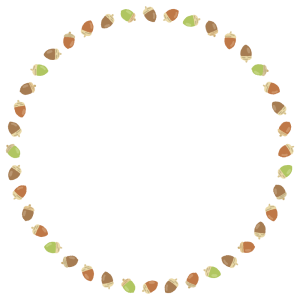 ドングリのフレーム素材のフリーイラスト Clip art of acorn circle frame
