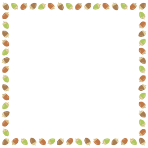 ドングリの正方形フレーム素材のフリーイラスト Clip art of acorn square frame
