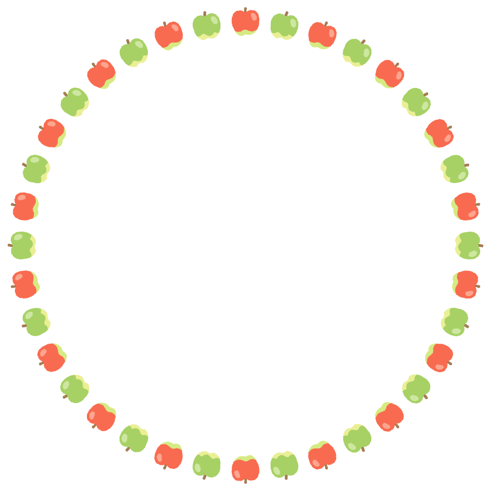 リンゴの丸フレーム素材のフリーイラスト Clip art of apple circle frame
