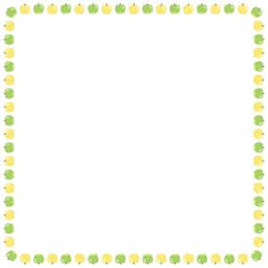 リンゴの正方形フレーム素材のフリーイラスト Clip art of apple square frame