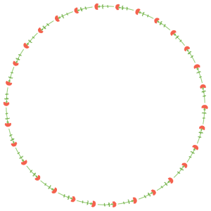 カーネーションの丸フレーム素材のフリーイラスト Clip art of carnation circle frame