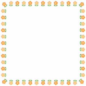 花の正方形フレーム素材のフリーイラスト Clip art of flower square frame