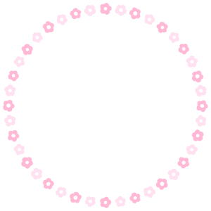 花の丸フレーム素材のフリーイラスト Clip art of flower circle frame