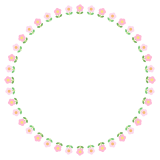 花の丸フレーム素材のフリーイラスト Clip art of flower circle frame