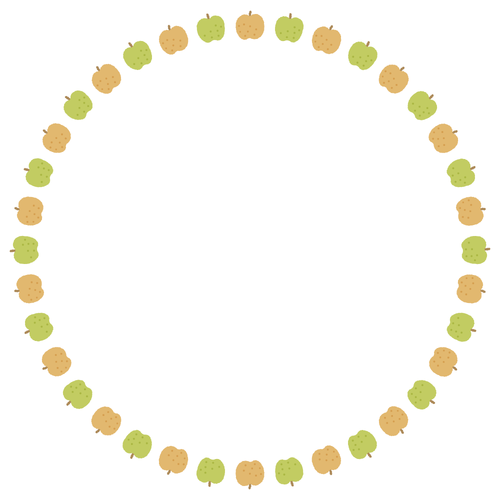 梨の丸フレーム素材のフリーイラスト Clip art of nashi circle frame