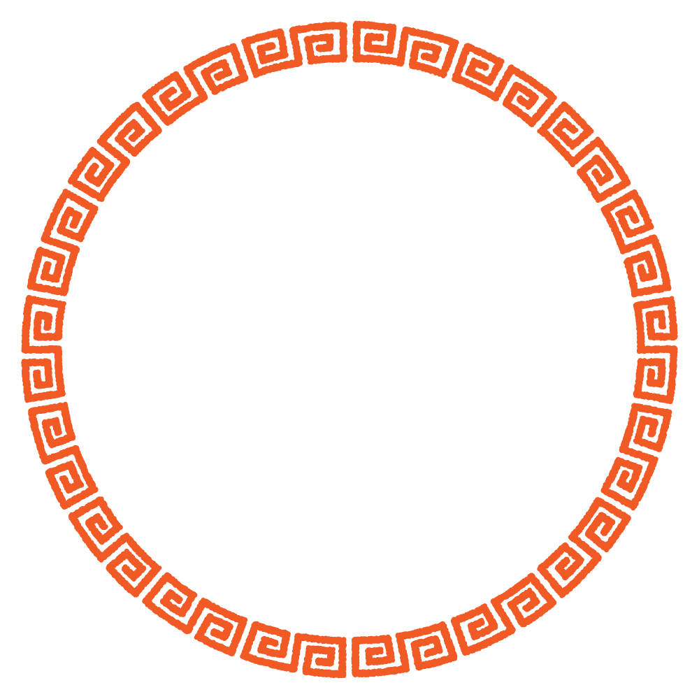 雷紋の丸フレーム素材のフリーイラスト Clip art of raimon circle frame