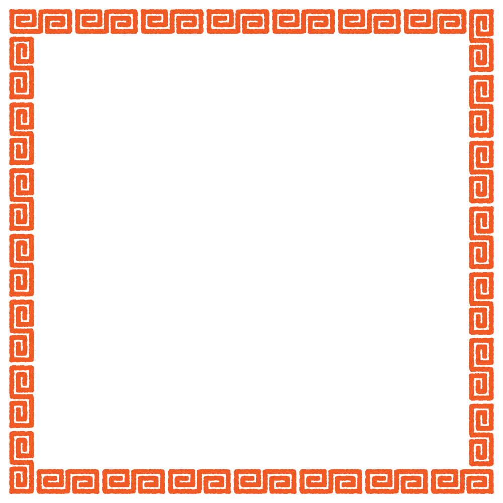 雷紋の正方形フレーム素材のフリーイラスト Clip art of raimon square frame