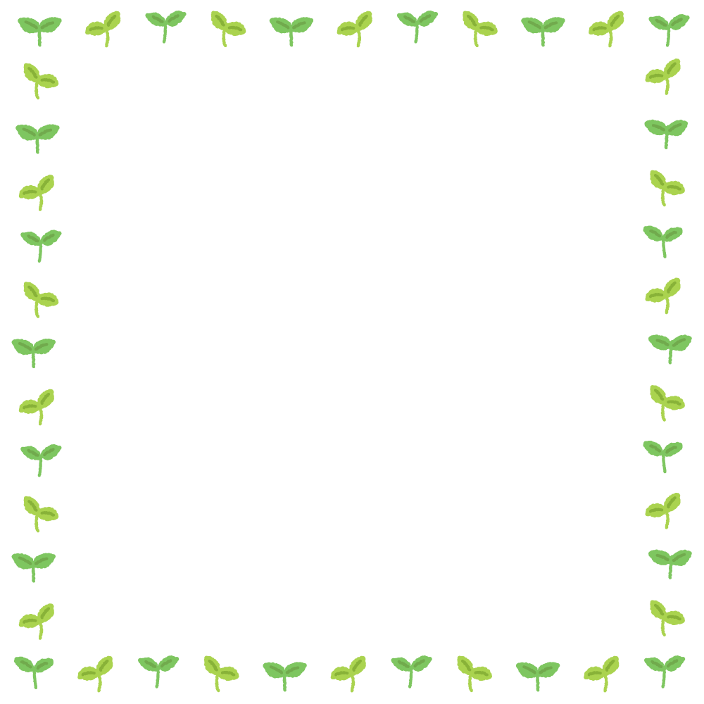 芽の正方形フレーム素材のフリーイラスト Clip art of sprout square frame