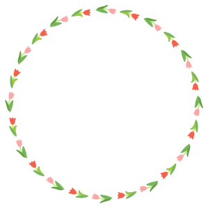 チューリップの丸フレーム素材のフリーイラスト Clip art of tulip circle frame