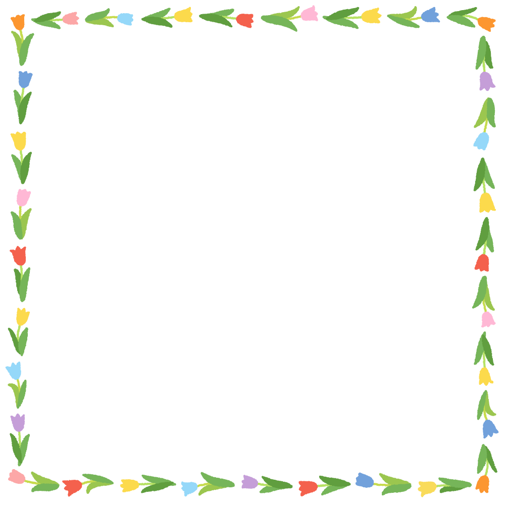 チューリップの正方形フレーム素材のフリーイラスト Clip art of tulip square frame