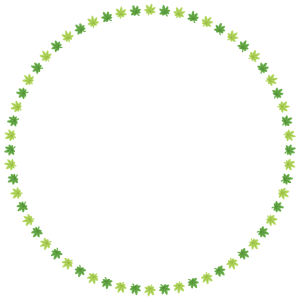 青紅葉の丸フレーム素材のフリーイラスト Clip art of ao-momiji circle frame