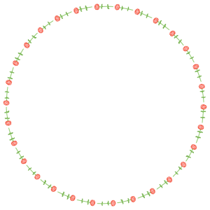 カーネーションの丸フレーム素材のフリーイラスト Clip art of carnation circle frame
