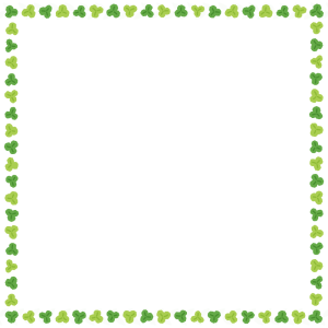 クローバーの正方形フレーム素材のフリーイラスト Clip art of clover square frame