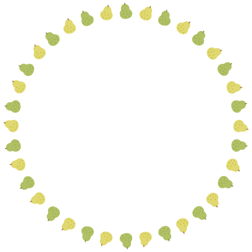 洋梨の丸フレーム素材のフリーイラスト Clip art of european-pear circle frame