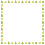洋梨の正方形フレーム素材のフリーイラスト Clip art of european-pear square frame