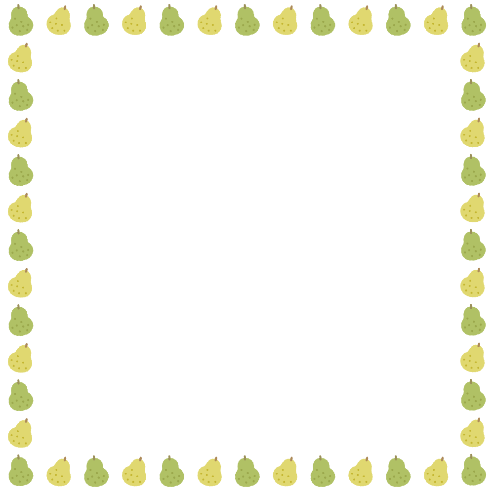 洋梨の正方形フレーム素材のフリーイラスト Clip art of european-pear square frame