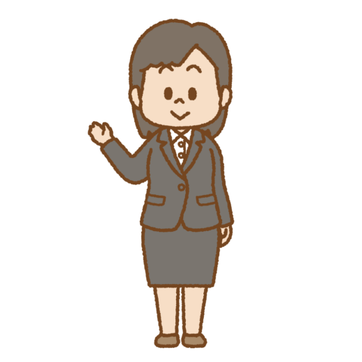 案内するスーツを着た人のイラスト