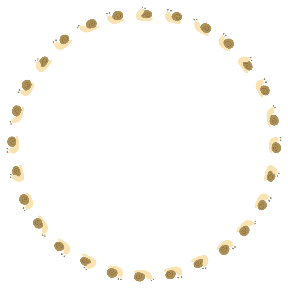 カタツムリの丸フレーム素材のフリーイラスト Clip art of snails circle frame
